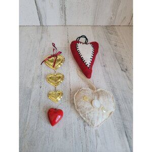 Unique plush heart golden ornament‎ Xmas set